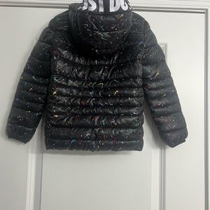 Nike Black Puffer Jacket with Multicolor Swoosh Speckle